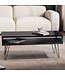 Wohnling salontafel 100x50x40 cm mango massief hout metalen salontafel, design woonkamertafel rechthoekig met opbergruimte, massieve salontafel, grote tafel woonkamer met haarspeldpoten
