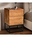 Wohnling nachtkastje Sheesham massief hout metaal 40x38x60 cm nachtkastje boxspringbed, design nachtconsole met 2 lades, industrieel nachtkastje met opbergruimte