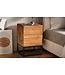 Wohnling nachtkastje Sheesham massief hout metaal 40x38x60 cm nachtkastje boxspringbed, design nachtconsole met 2 lades, industrieel nachtkastje met opbergruimte