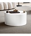 Wohnling salontafel MONOBLOC 60x60x30 cm wit hoogglans, design woonkamertafel rond, loungebank tafel eenvoudig, salontafel modern