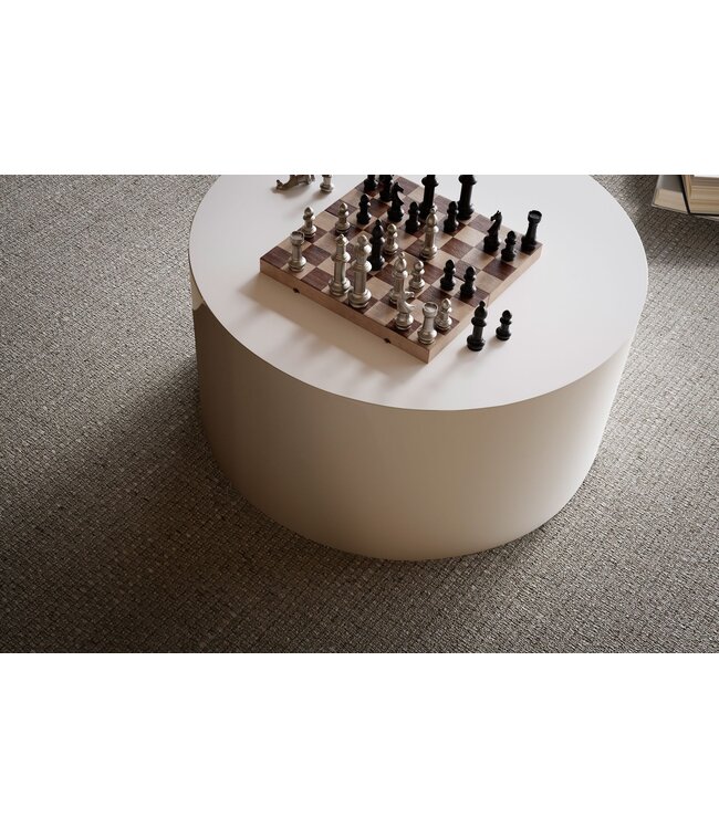 Wohnling salontafel MONOBLOC 60x60x30 cm wit hoogglans, design woonkamertafel rond, loungebank tafel eenvoudig, salontafel modern