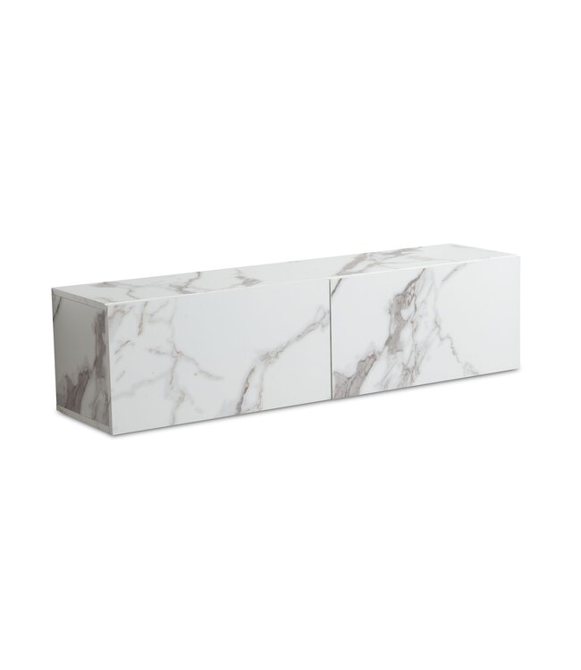 Wohnling Lowboard hangend marmerlook wit 120x30x30 cm tv-meubel, design tv-tafel met vouwdeuren modern, tv-kastwand, tv-ladekast tv-ladekast om op te hangen