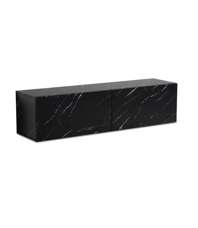 Wohnling Lowboard hangend marmerlook zwart 120x30x30 cm tv-meubel, design tv-tafel met vouwdeuren modern, tv-kastwand, tv-ladekast tv-ladekast om op te hangen
