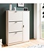Wohnling Schoenenkast Wit 90x120x24 cm Schoenenrek Gesloten, Schoenenkist Modern, Halkast met Plank, Schoenenopberger Halkist voor Schoenen Hoog