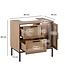 Wohnling wastafelonderkast eiken look 60x60x40 cm met deur en laden, badkamerkast met rotanweefsel, staande onderkast, badkamerkast midikast kleine wastafel