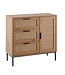 Wohnling ladekast 80x82x36 cm hal ladekast eiken decor & rotan, dressoir met drie laden en deur, ladekast modern, staande kast dressoir ladekast