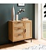 Wohnling ladekast 80x82x36 cm hal ladekast eiken decor & rotan, dressoir met drie laden en deur, ladekast modern, staande kast dressoir ladekast