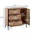 Wohnling ladekast 80x82x36 cm hal ladekast eiken decor & rotan, dressoir met drie laden en deur, ladekast modern, staande kast dressoir ladekast