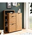 Wohnling schoenenkast eiken decor 98x110x30 cm schoenenkantelaar gesloten, schoenenkast met lade modern, halkast met plank en opbergruimte, schoenenopslag hal ladekast voor schoenen hoog