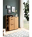Wohnling schoenenkast eiken decor 98x110x30 cm schoenenkantelaar gesloten, schoenenkast met lade modern, halkast met plank en opbergruimte, schoenenopslag hal ladekast voor schoenen hoog