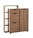 Wohnling schoenenkast eiken decor 98x110x30 cm schoenenkantelaar gesloten, schoenenkast met lade modern, halkast met plank en opbergruimte, schoenenopslag hal ladekast voor schoenen hoog