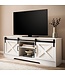 Wohnling Lowboard Wit 150x59.5x39.5 cm TV-meubel Landhuis Stijl Modern, Design TV-meubel Hoog, TV-tafel TV-meubel met Twee Schuifdeuren, TV-meubel Woonkamer
