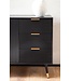 Wohnling Dressoir 120x80x40 cm Dressoir Zwart met Eiken Decor, Ladekast met deuren en laden, Ladekast Halkast Modern, Staande Kast Woonkamer Metalen Poten