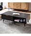 Wohnling salontafel 110x60x43 cm zwart met eiken decor woonkamertafel, salontafel rechthoekig met opbergruimte, salontafel met laden, tafel woonkamer met metalen poten