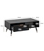 Wohnling salontafel 110x60x43 cm zwart met eiken decor woonkamertafel, salontafel rechthoekig met opbergruimte, salontafel met laden, tafel woonkamer met metalen poten