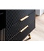 Wohnling dressoir 77x97x40 cm dressoir zwart met eiken decor, ladekast met deuren en lades, ladekast halkast met plank modern, staande kast woonkamer metalen poten