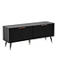 Wohnling Lowboard Zwart met eiken decor 150x60x39 cm TV-kast Modern, design TV-kast hoog, TV-tafel TV-kast met deuren, TV-kast woonkamer