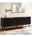 Wohnling Lowboard Zwart met eiken decor 150x60x39 cm TV-kast Modern, design TV-kast hoog, TV-tafel TV-kast met deuren, TV-kast woonkamer
