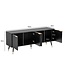 Wohnling Lowboard Zwart met eiken decor 150x60x39 cm TV-kast Modern, design TV-kast hoog, TV-tafel TV-kast met deuren, TV-kast woonkamer