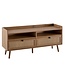 Wohnling Lowboard 120x56x39 cm TV-kast met eiken decor & rotan, design TV-kast hoog met laden, TV-tafel TV-kast opbergruimte, TV-kast woonkamer