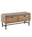 Wohnling schoenenbank met stoffen zitting 100x48x38 cm garderobebank eiken decor, rotan bank klein gestoffeerd, smalle gangbank met opbergruimte, gangbank gangmeubel met laden