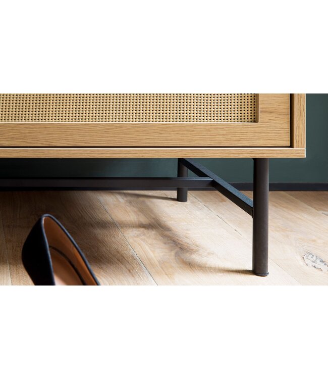 Wohnling schoenenbank met stoffen zitting 100x48x38 cm garderobebank eiken decor, rotan bank klein gestoffeerd, smalle gangbank met opbergruimte, gangbank gangmeubel met laden