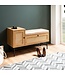 Wohnling schoenenbank met zitting 100x60x38 cm garderobebank eiken decor, rotan bank klein gestoffeerd, smalle gangbank met opbergruimte, gangbank gangmeubel met lade en deur