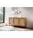 Wohnling Dressoir 140x80x39 cm ladekast eiken decor met rotanweefsel moderne, hoge ladekast, staande kast met 3 deuren, dressoir woonkamer