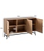 Wohnling Dressoir 140x80x39 cm ladekast eiken decor met rotanweefsel moderne, hoge ladekast, staande kast met 3 deuren, dressoir woonkamer