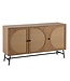 Wohnling Dressoir 140x80x39 cm ladekast eiken decor met rotanweefsel moderne, hoge ladekast, staande kast met 3 deuren, dressoir woonkamer