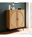 Wohnling Dressoir 80x103x39 cm Hoge kast eiken decor met rotanweefsel Moderne, hoge ladekast, staande kast met 2 deuren, ladekast Dressoir woonkamer