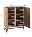 Wohnling Dressoir 80x103x39 cm Hoge kast eiken decor met rotanweefsel Moderne, hoge ladekast, staande kast met 2 deuren, ladekast Dressoir woonkamer