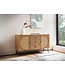 Wohnling dressoir 140x80x40 cm ladekast eiken decor met rotanweefsel moderne, hoge ladekast, staande kast met 2 deuren en 3 laden, dressoir woonkamer