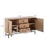 Wohnling dressoir 140x80x40 cm ladekast eiken decor met rotanweefsel moderne, hoge ladekast, staande kast met 2 deuren en 3 laden, dressoir woonkamer