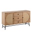 Wohnling dressoir 140x80x40 cm ladekast eiken decor met rotanweefsel moderne, hoge ladekast, staande kast met 2 deuren en 3 laden, dressoir woonkamer