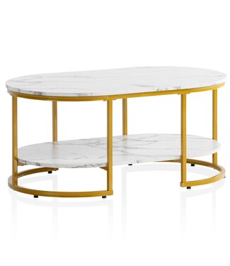 Wohnling Salontafel wit marmerlook 100x60 cm Wit - WL6.895