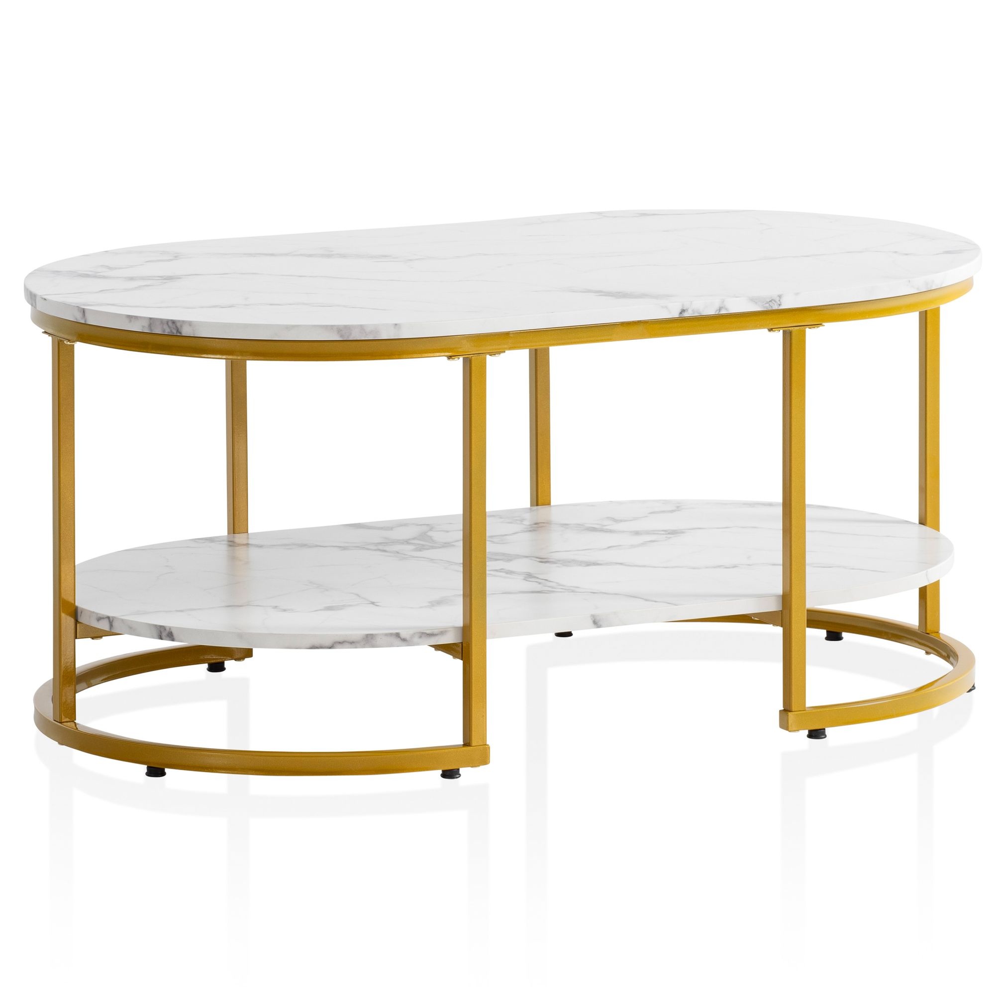 Salontafel wit marmerlook 100x60 cm Wit