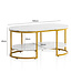 Wohnling salontafel 100x60x45 cm wit met marmerlook, design woonkamertafel rechthoekig, loungebanktafel met plank, moderne salontafel met gouden metalen frame