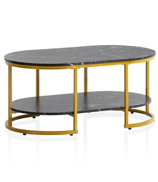 Wohnling Salontafel zwart marmerlook 100x60 cm - WL6.896
