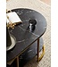 Wohnling salontafel 100x60x45 cm zwart met marmerlook, design woonkamertafel rechthoekig, loungebanktafel met plank, moderne salontafel met gouden metalen frame
