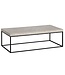 Wohnling salontafel 120x60x38 cm zandkleurige salontafel in steenlook modern, design woonkamertafel rechthoekig, lounge salontafel beige, salontafel metalen poten groot