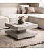 Wohnling salontafel 60x60x34 cm zandkleurige salontafel in steenlook modern, design woonkamertafel met opbergruimte vierkant, loungebank tafel beige, salontafel klein