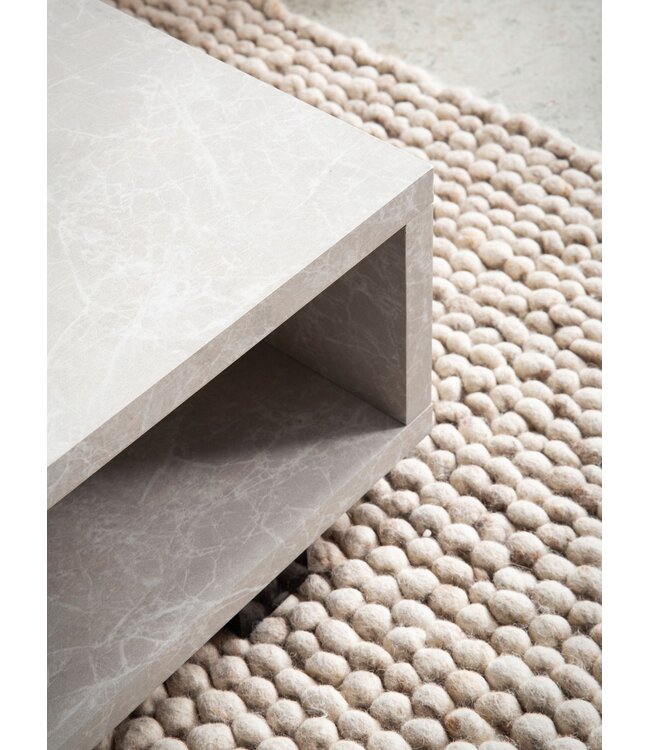 Wohnling salontafel 100x50x25 cm zandkleurige salontafel in steenlook modern, design woonkamertafel rechthoekig met opbergruimte, salontafel beige eenvoudig, salontafel groot