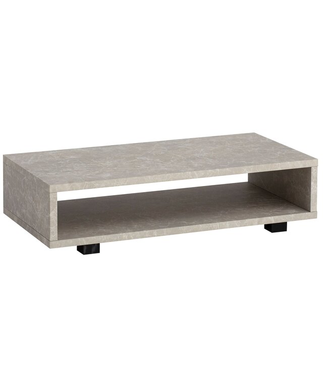Wohnling salontafel 100x50x25 cm zandkleurige salontafel in steenlook modern, design woonkamertafel rechthoekig met opbergruimte, salontafel beige eenvoudig, salontafel groot