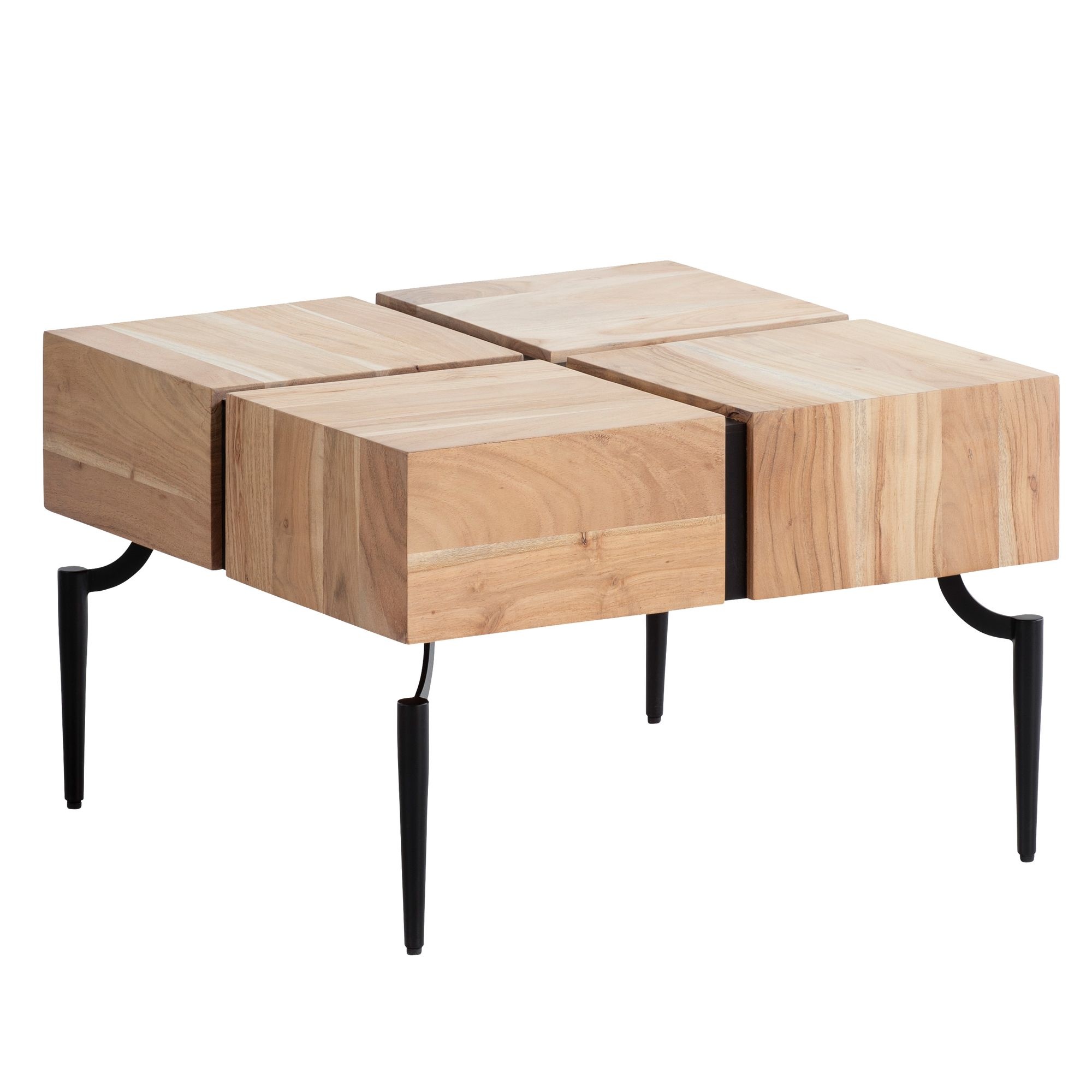 Salontafel acacia 60x60 cm zwart