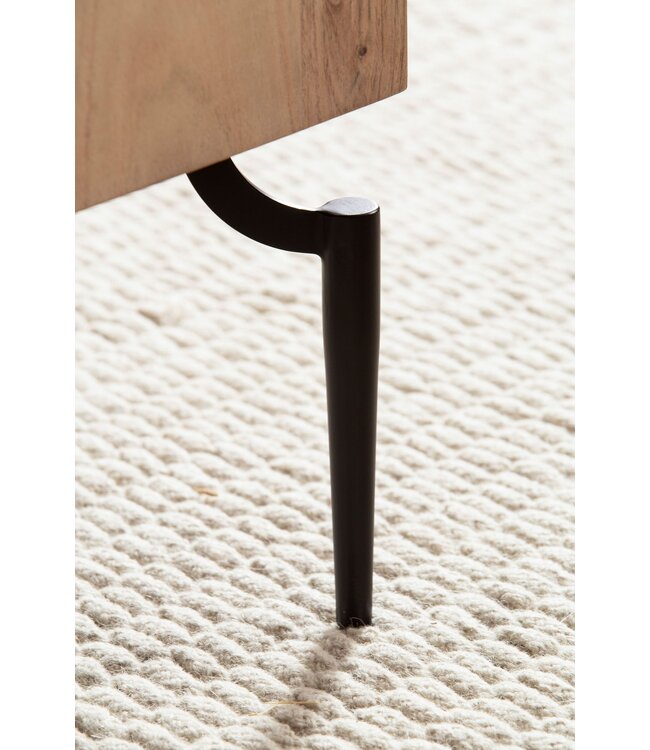Wohnling salontafel acacia massief hout 60x60x40 cm vierkant met metalen frame, kleine salontafel kubusvorm, woonkamertafel bank modern, salontafel kubus bruin/zwart