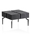 Wohnling salontafel mango massief hout 60x60x40 cm vierkant met metalen frame, kleine salontafel kubusvorm, woonkamertafel bank modern, salontafel kubus zwart