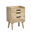 Wohnling nachtkastje mango massief hout lichtbruin 45x33x63 cm nachtkastje boxspringbed, design nachtconsole met 3 lades & opbergruimte, nachtkastje opbergruimte