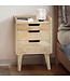 Wohnling nachtkastje mango massief hout lichtbruin 45x33x63 cm nachtkastje boxspringbed, design nachtconsole met 3 lades & opbergruimte, nachtkastje opbergruimte