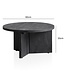 Wohnling salontafel 60x60x33 cm mango massief hout zwarte salontafel rond, design woonkamertafel driepoot, salontafel woonkamer laag modern met natuurlijke houtnerf